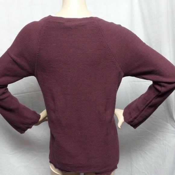 LOFT MAROON SCALLOPED HEM CREW NECK CAREER CASUAL VERSATILE SWEATER SIZE: L NWT - Picture 3 of 3